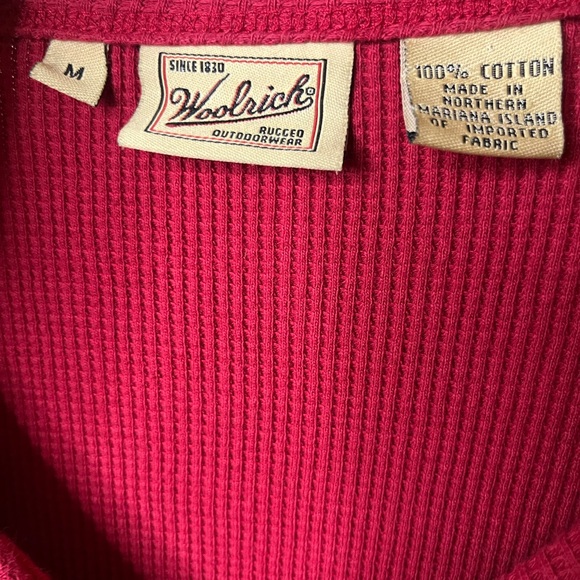 Vintage 90s Woolrich red thermal waffle button front shirt cardigan top medium - Picture 6 of 7
